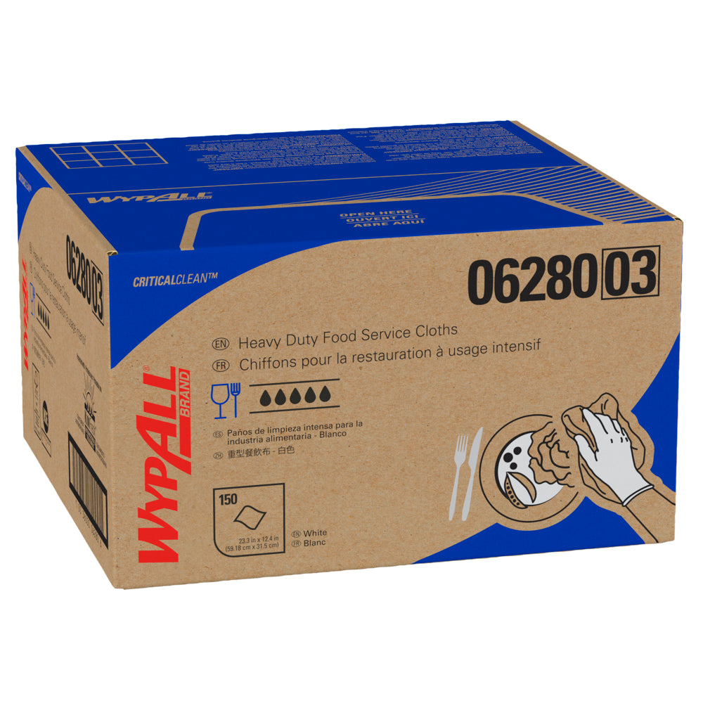 WypAll X80 Foodservice Towel, Kimfresh Antimicrobial Hydroknit, 12 x 23.4, Unscented, White/Blue Stripe, 150/Carton (06280)