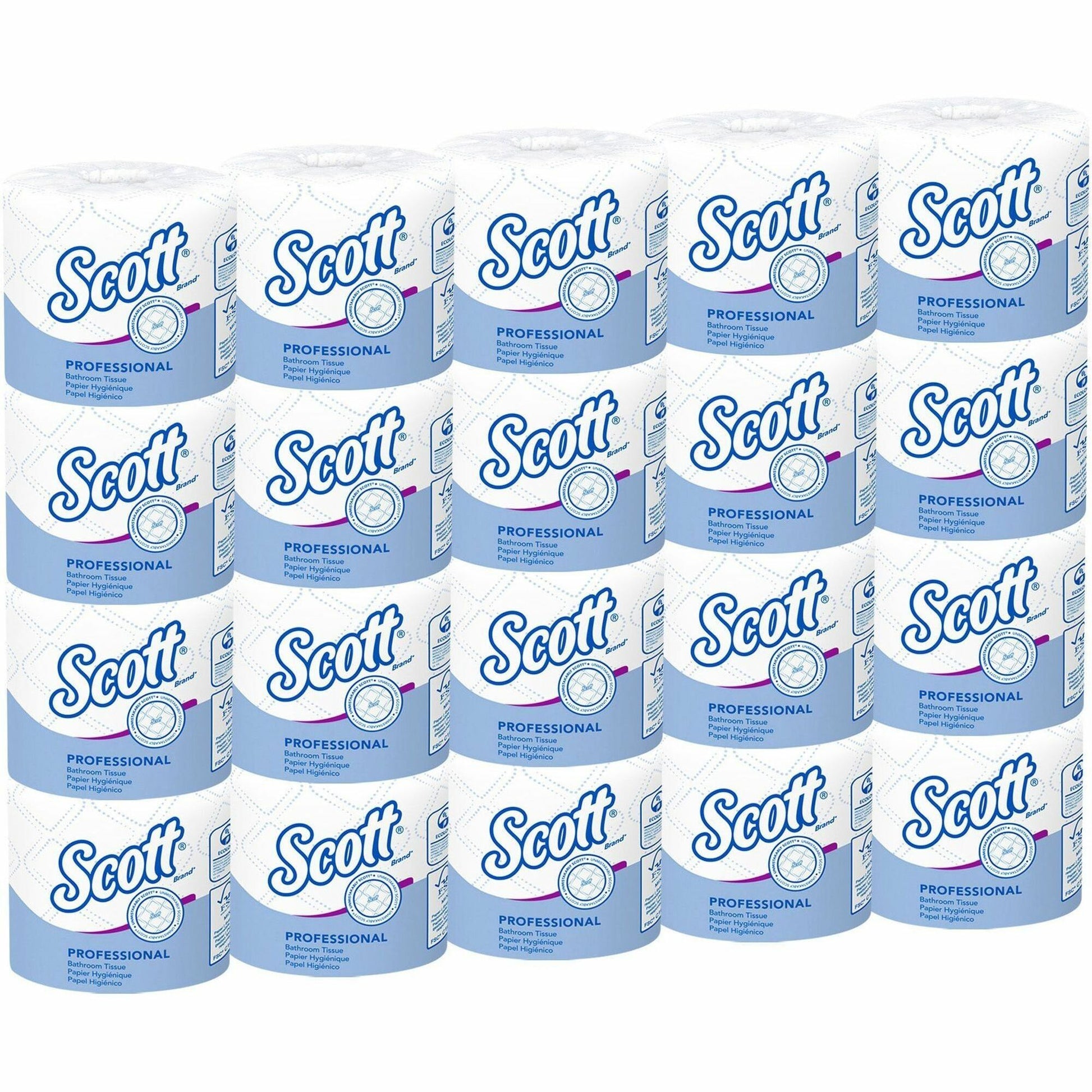 Scott Essential Standard Roll Bathroom Tissue for Business, Septic Safe, Convenience Carton, 2-Ply, White, 550/Roll, 20 Rolls/CT (13607)