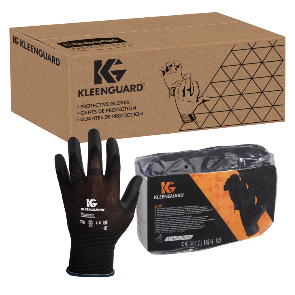 KleenGuard G40 Polyurethane Coated Gloves, Medium, Black, 12 Pairs/Pack (13838)