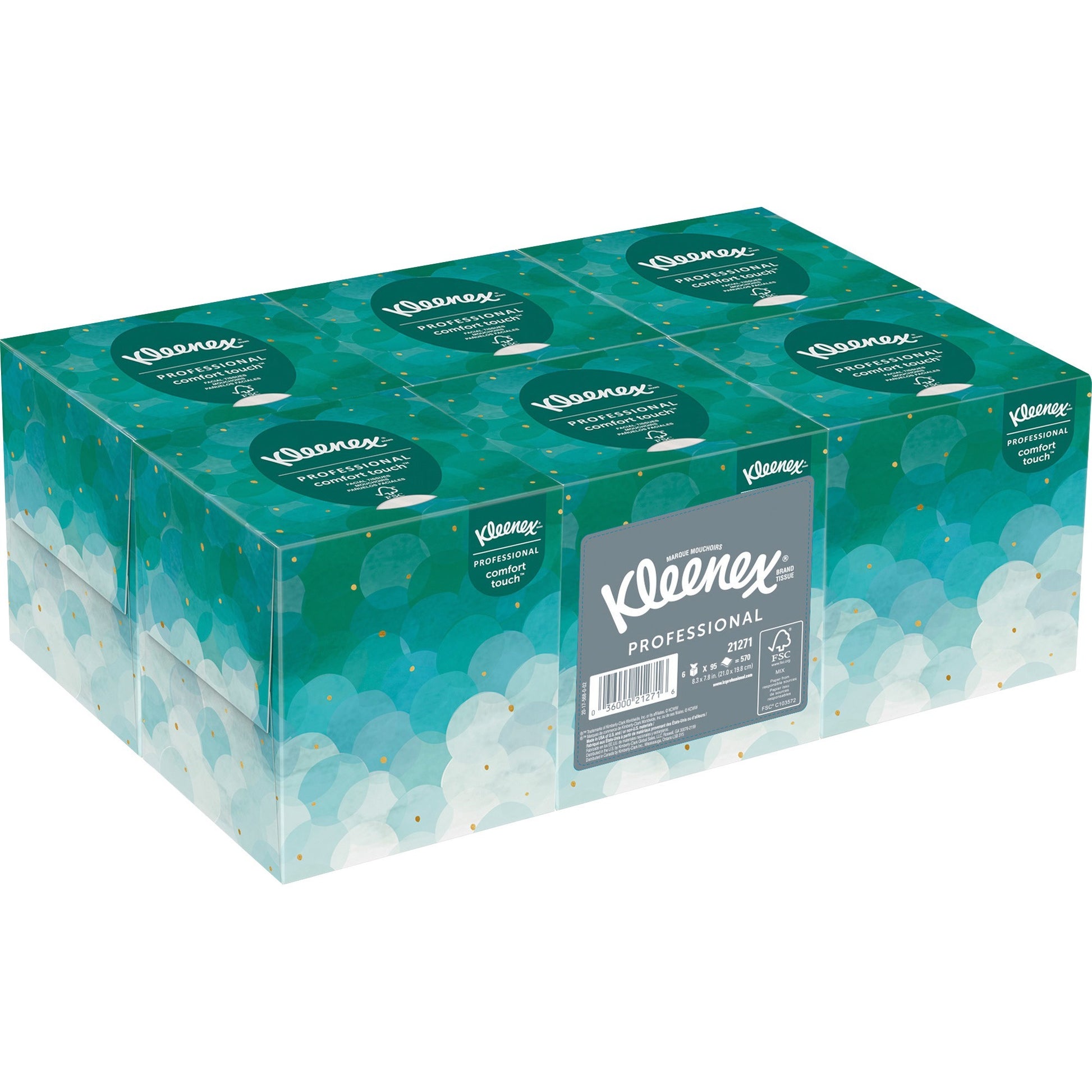 Kleenex Boutique White Facial Tissue for Business, Pop-Up Box, 2-Ply, 95 Sheets/Box, 6 Boxes/Pack (21271)