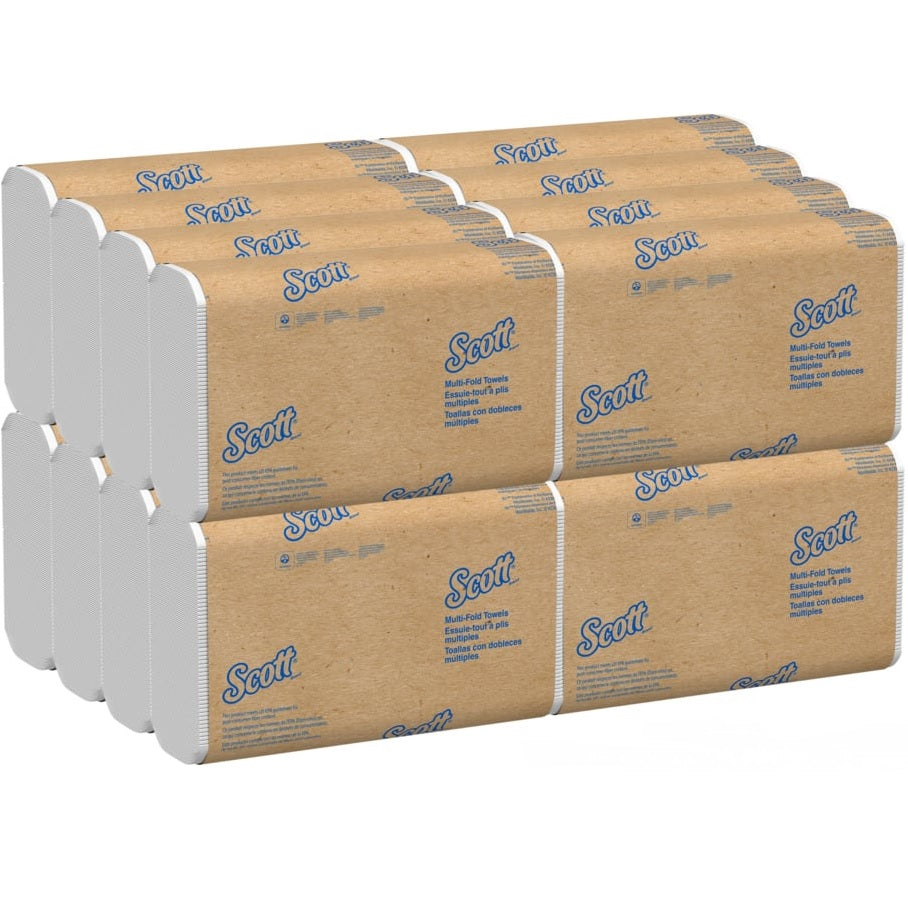 Scott Essential Multi-Fold Towels, 1-Ply, 8 x 9.4, White, 250/Pack, 16 Packs/Carton (37490)