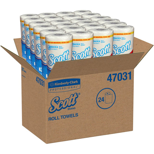 Scott Choose-A-Sheet Mega Kitchen Roll Paper Towels, 1-Ply, 4.8 x 11, White, 102/Roll, 24/Carton (47031)