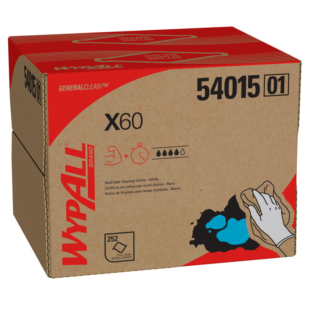 WypAll General Clean X60 Cloths, 12.5 x 16.8, White, 236/Carton (54015)