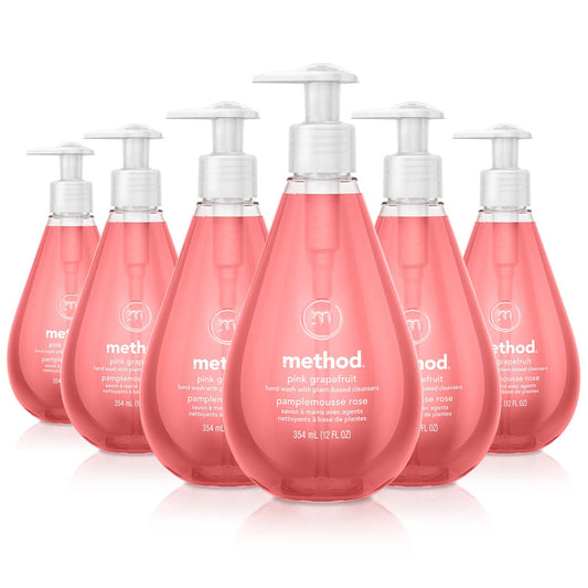 Method Gel Hand Wash, Pink Grapefruit Scent, 12 oz, 6/Carton (00039CT)