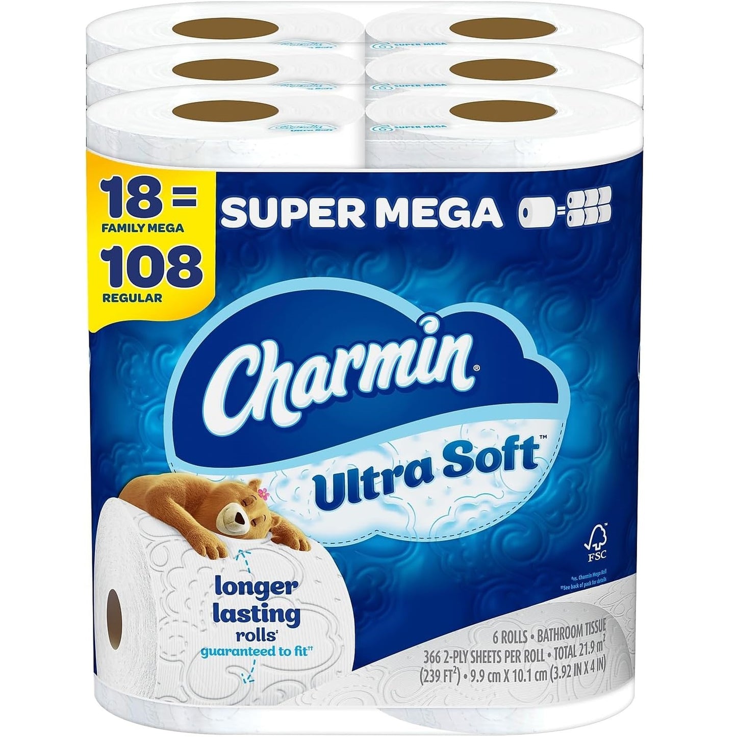 Ultra Soft Bathroom Tissue, Septic-Safe, 2-Ply, White, 366 Sheets/Roll, 18 Rolls/Carton