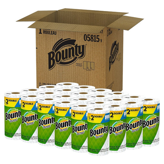 Bounty Select-a-Size Kitchen Roll Paper Towels, 2-Ply, 5.9 x 11, White, 90 Sheets/Double Roll, 24 Rolls/Carton (05815)