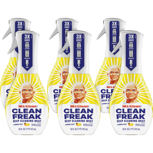 Mr. Clean Clean Freak Deep Cleaning Mist Multi-Surface Spray, Lemon, 16 oz Spray Bottle, 6/Carton (79129)