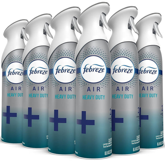 Febreze AIR, Heavy Duty Crisp Clean, 8.8 oz Aerosol Spray, 6/Carton (96257)