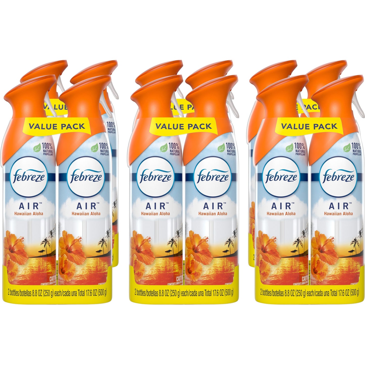 Febreze AIR, Hawaiian Aloha, 8.8 oz Aerosol Spray, 2/Pack, 6 Packs/Carton (97794)