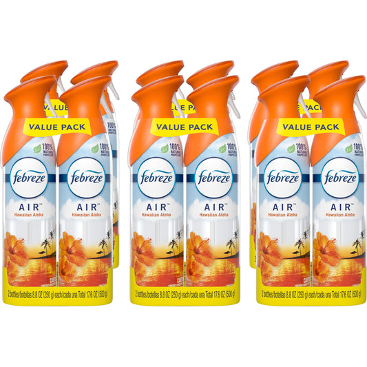 Febreze AIR, Hawaiian Aloha, 8.8 oz Aerosol Spray, 2/Pack, 6 Packs/Carton (97794)