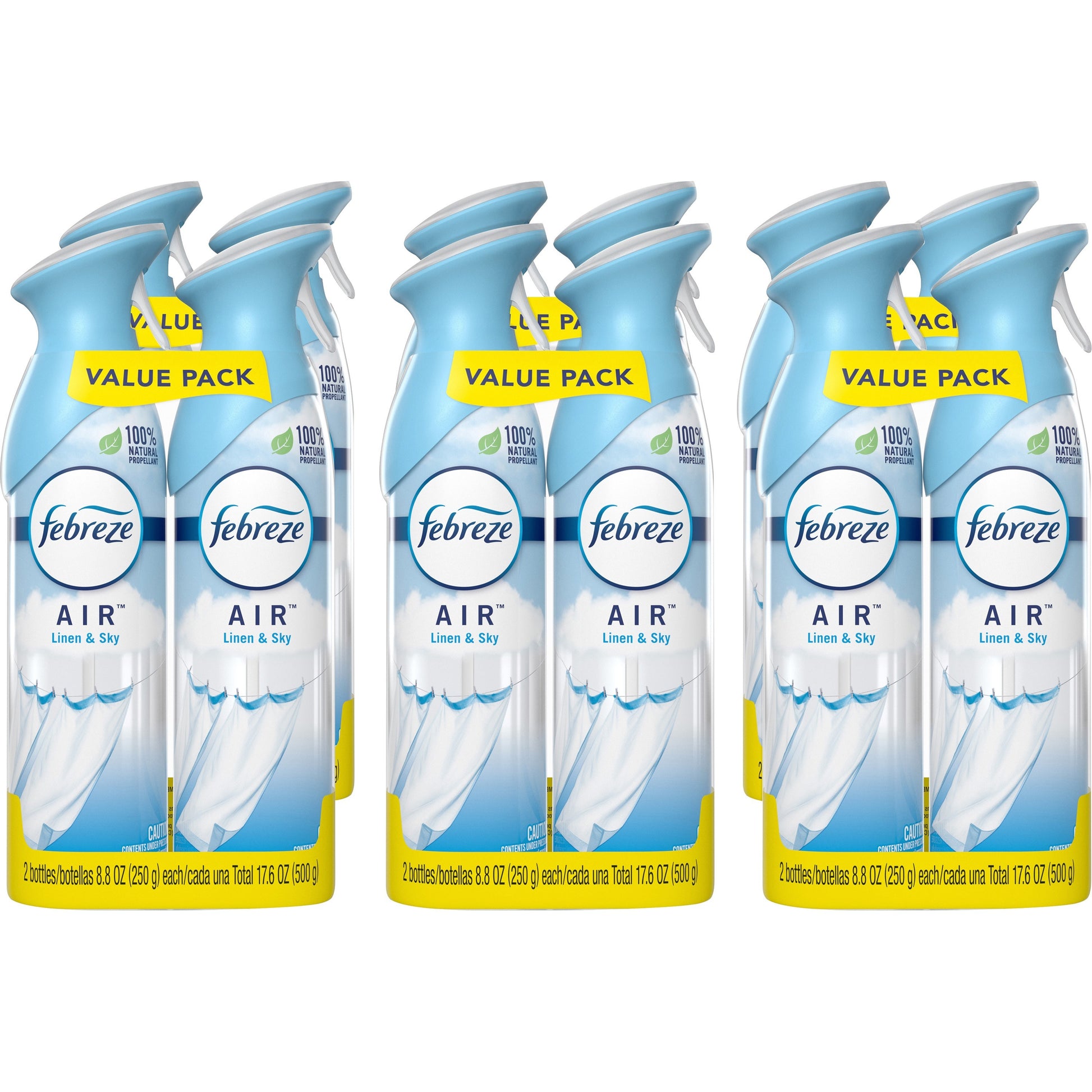 Febreze AIR, Linen and Sky, 8.8 oz Aerosol Spray, 2/Pack, 6 Pack/Carton (97799)