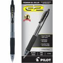 Pilot G2 Premium Gel Pen, Retractable, Fine 0.7 mm, Black Ink, Smoke/Black Barrel, Dozen (31020)