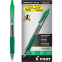 Pilot G2 Premium Gel Pen, Retractable, Fine 0.7 mm, Green Ink, Smoke/Green Barrel, Dozen (31025)