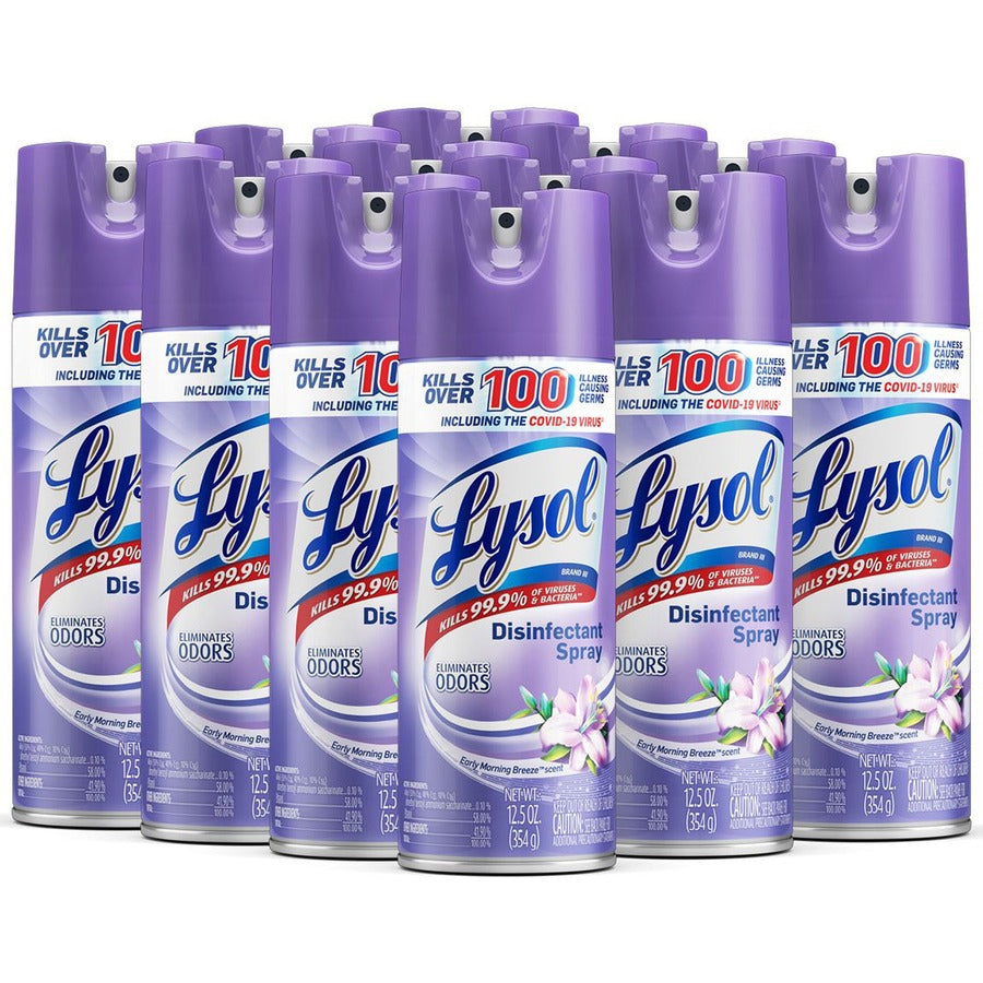 LYSOL Brand Disinfectant Spray, Early Morning Breeze, 12.5 oz Aerosol Spray, 12/Carton (80833)