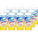 LYSOL Brand Disinfecting Wipes, 1-Ply, 7 x 7.25, Lemon and Lime Blossom, White, 35 Wipes/Canister, 12 Canisters/Carton (81145CT)