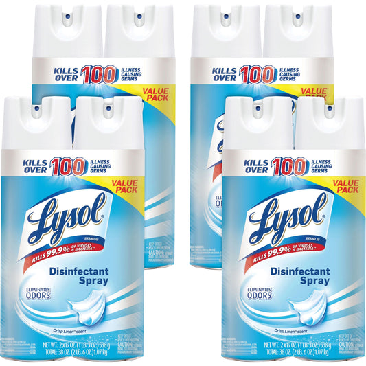 LYSOL Brand Disinfectant Spray, Crisp Linen, 19 oz Aerosol Spray, 2/Pack, 4 Packs/Carton (99608CT)