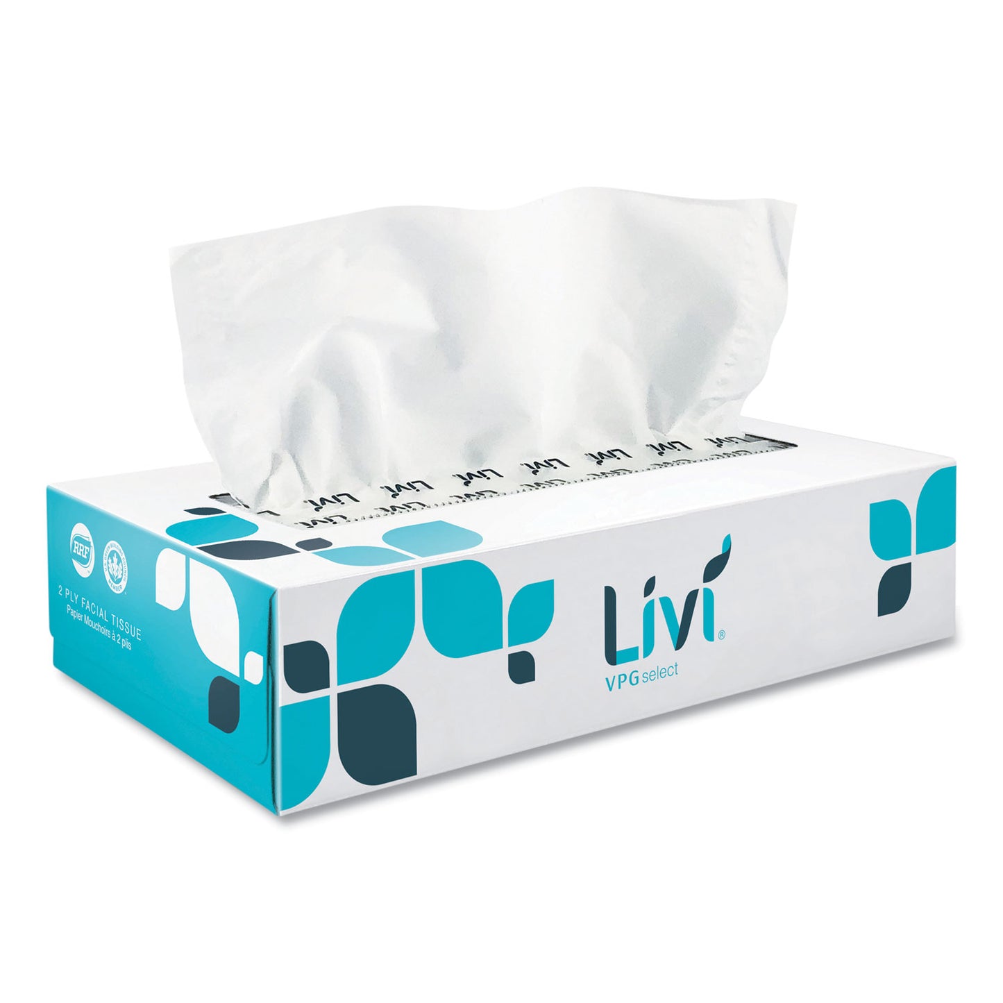 Livi VPG Select Flat Box Facial Tissue, 2-Ply, White, 100 Sheets/Box, 30 Boxes/Carton (11513)