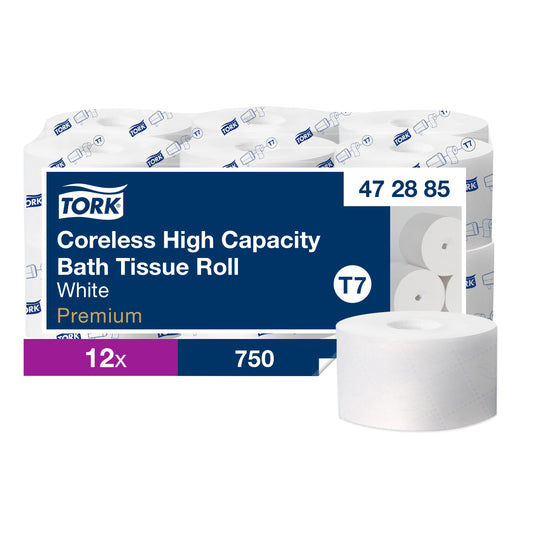 Tork Coreless High Capacity Bath Tissue, 2-Ply, White, 750 Sheets/Roll, White, 12/Carton (472885)