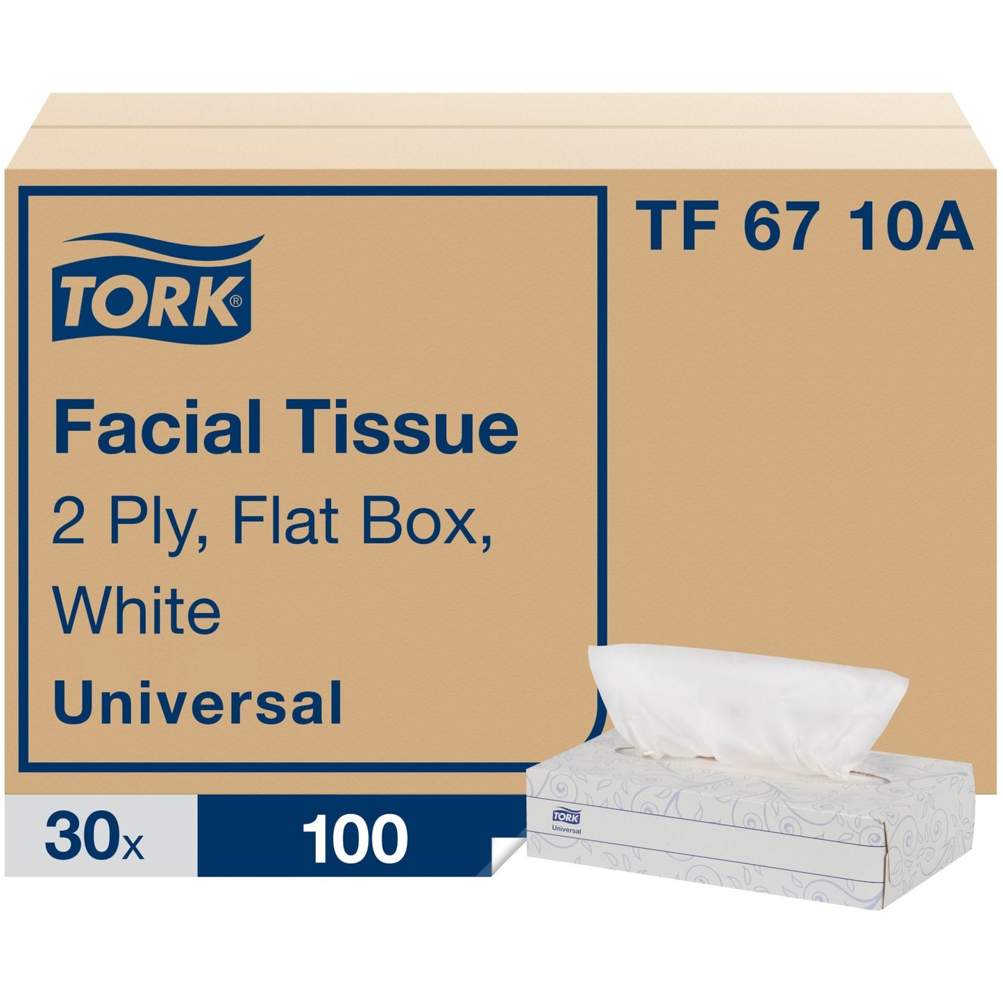 Tork Universal Facial Tissue, 2-Ply, White, 100 Sheets/Box, 30 Boxes/Carton (TF6710A)