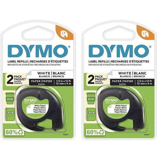 DYMO LetraTag Paper Label Tape Cassettes, 0.5 - 2 Pack