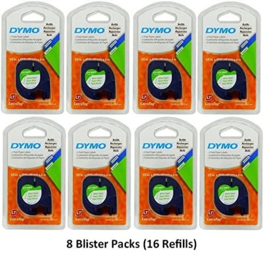 DYMO LetraTag Paper Label Tape Cassettes, 0.5 - 8 Pack