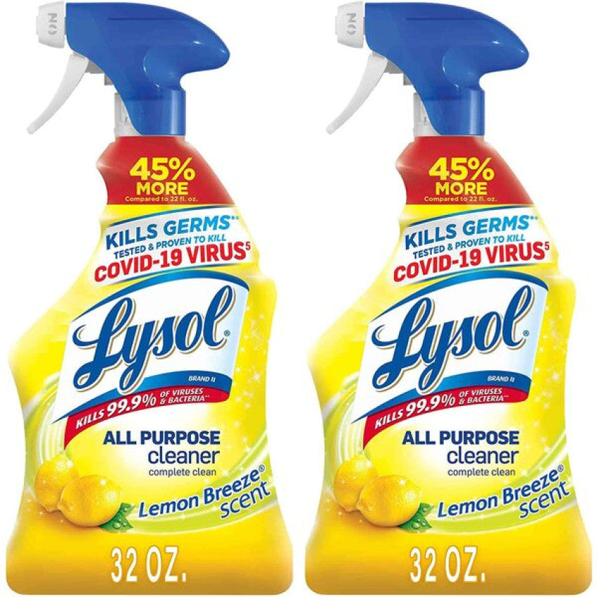LYSOL Brand Ready-to-Use All-Purpose Cleaner, Lemon Breeze, 32 oz Spray Bottle (75352EA) - 2 Pack