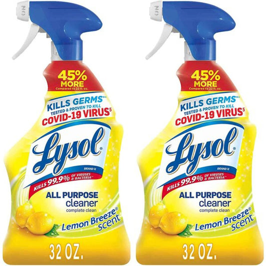 LYSOL Brand Ready-to-Use All-Purpose Cleaner, Lemon Breeze, 32 oz Spray Bottle (75352EA) - 2 Pack